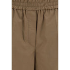 Brown Cotton Casual Pants