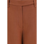 Brown Viscose Casual Pants