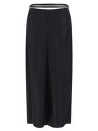 Black Silk Midi Skirt