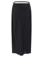 Black Silk Midi Skirt