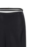 Black Silk Midi Skirt