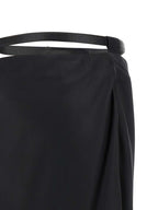 Black Silk Midi Skirt