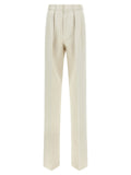 Beige Cotton Casual Pants