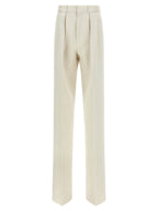 Beige Cotton Casual Pants