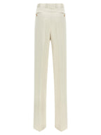 Beige Cotton Casual Pants