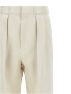 Beige Cotton Casual Pants