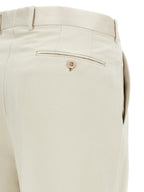 Beige Cotton Casual Pants