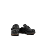 Black Leather Mules
