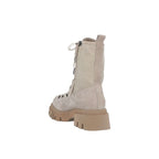 Beige Leather Lace-Up Boots