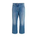 Blue Cotton Straight-Leg Jeans