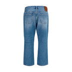 Blue Cotton Straight-Leg Jeans