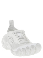 White Polyester Athletic Sneakers