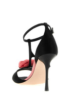 Black Viscose Stiletto Heel Sandals