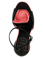 Black Viscose Stiletto Heel Sandals