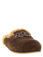 Brown Calfskin Slides
