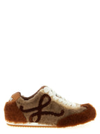 Brown Lamb Leather Low Top Sneakers