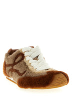 Brown Lamb Leather Low Top Sneakers