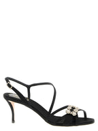 Black Viscose Stiletto Heel Sandals