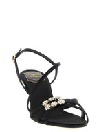 Black Viscose Stiletto Heel Sandals