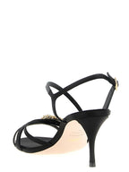 Black Viscose Stiletto Heel Sandals