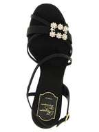 Black Viscose Stiletto Heel Sandals