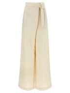 White Viscose Casual Pants