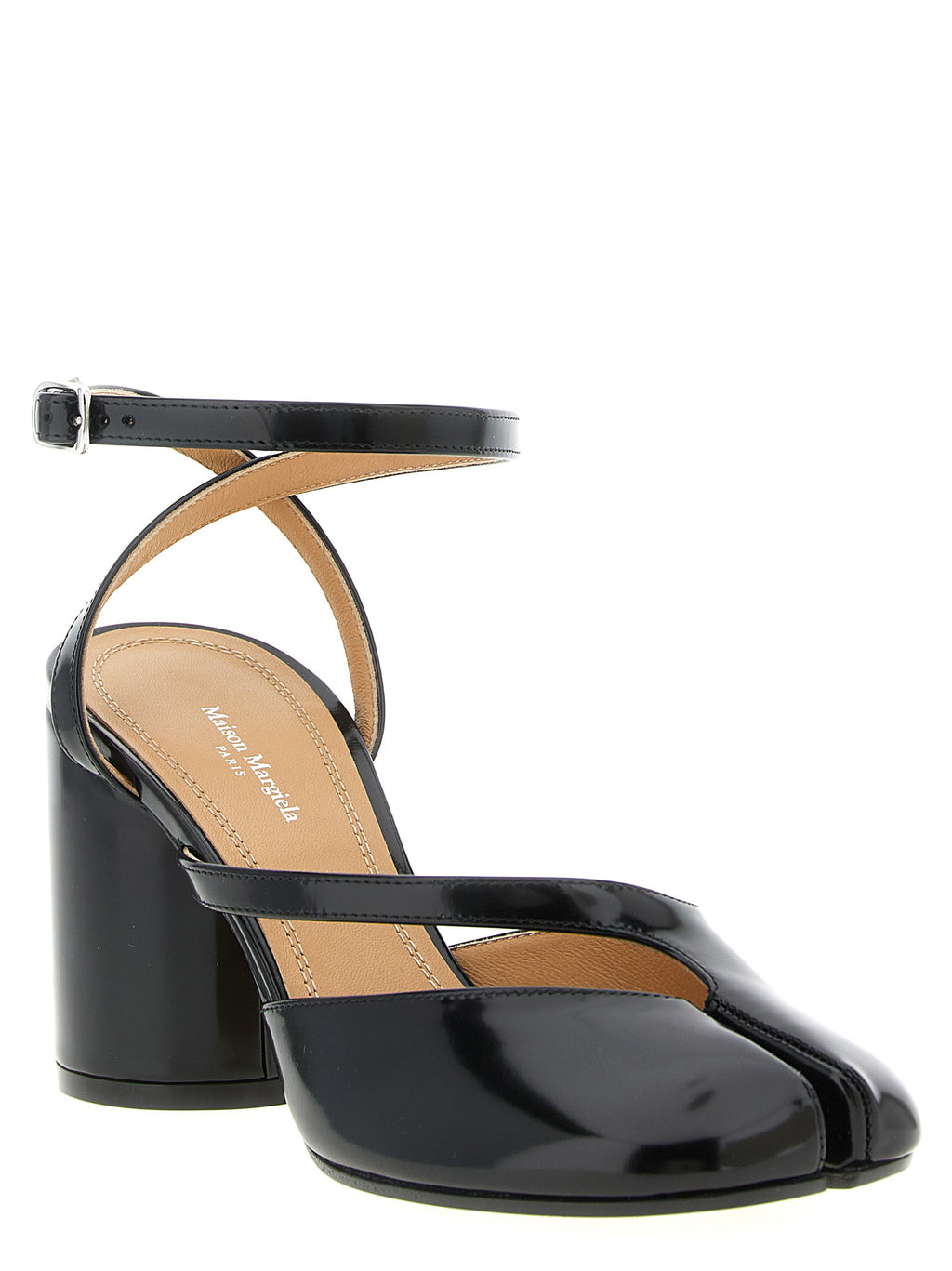 Black Calfskin Mid Heel Pumps