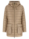 Beige Polyamide Full-Length Jacket