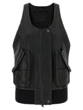 Black Lamb Leather Sleeveless Jacket