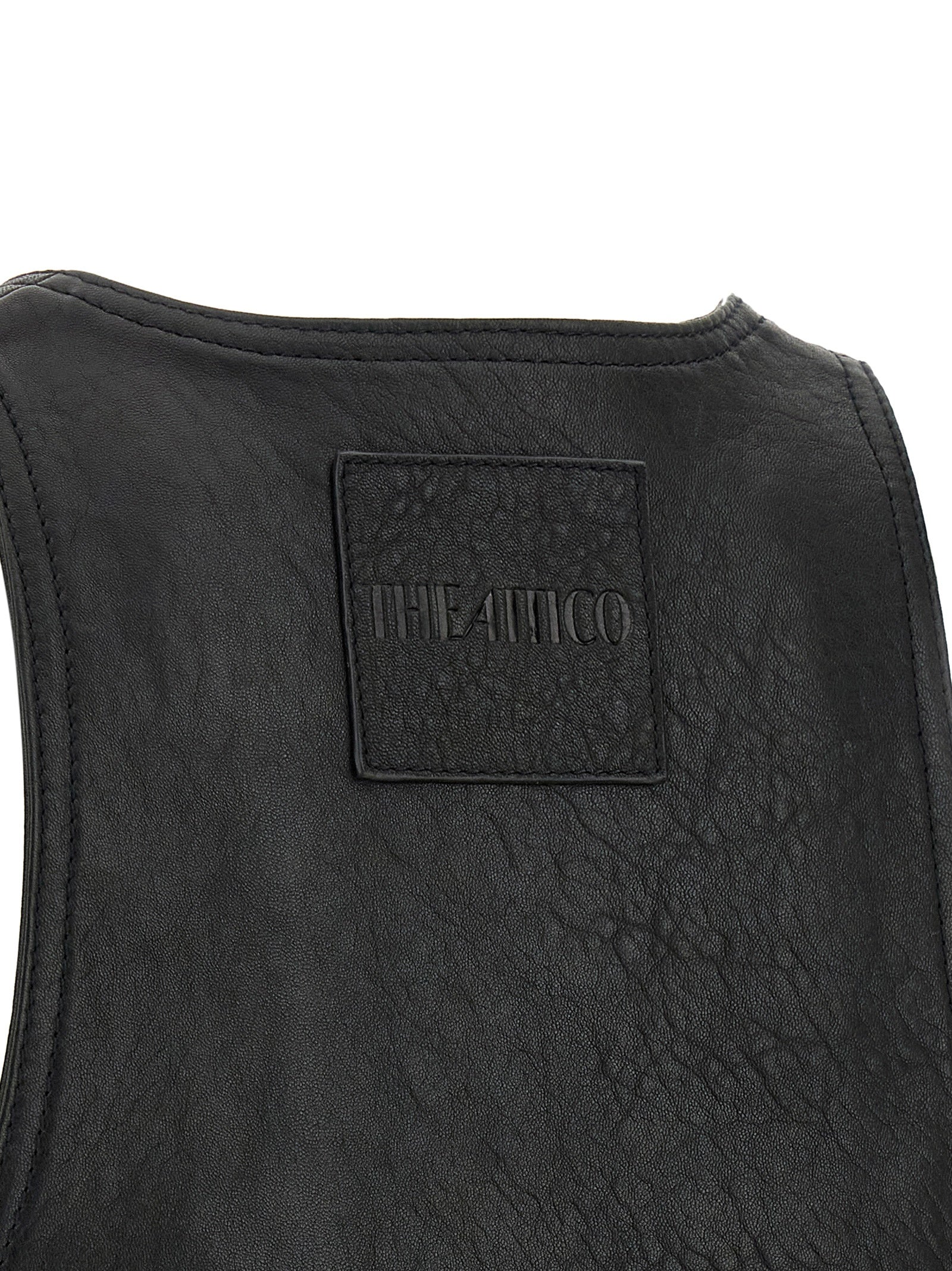 Black Lamb Leather Sleeveless Jacket