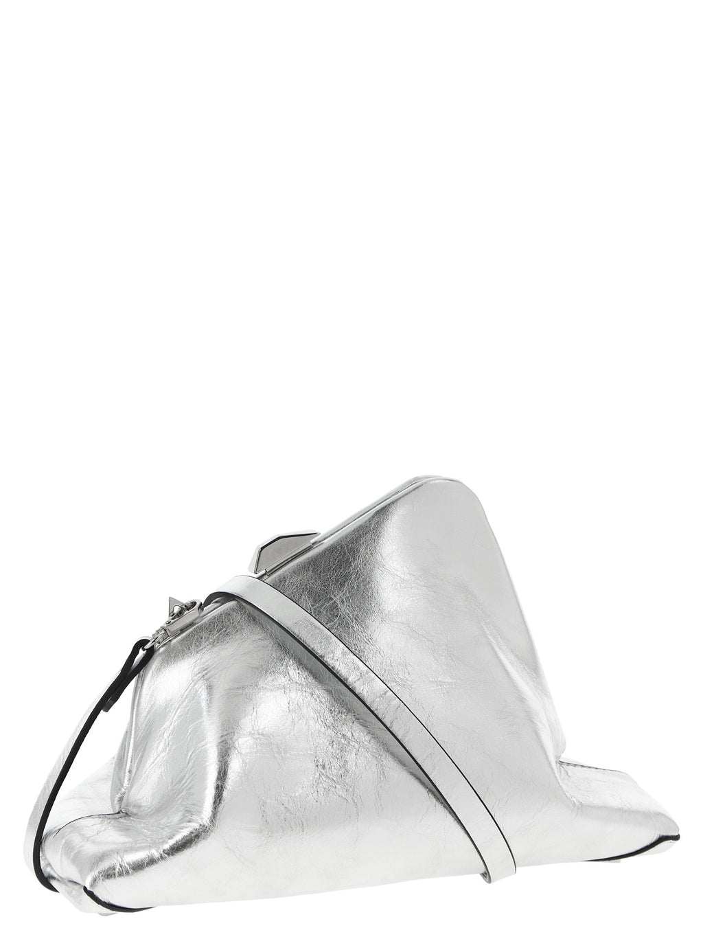 Silver Calfskin Clutch Bag