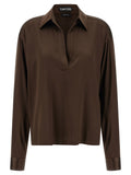 Brown Silk Polo Shirt