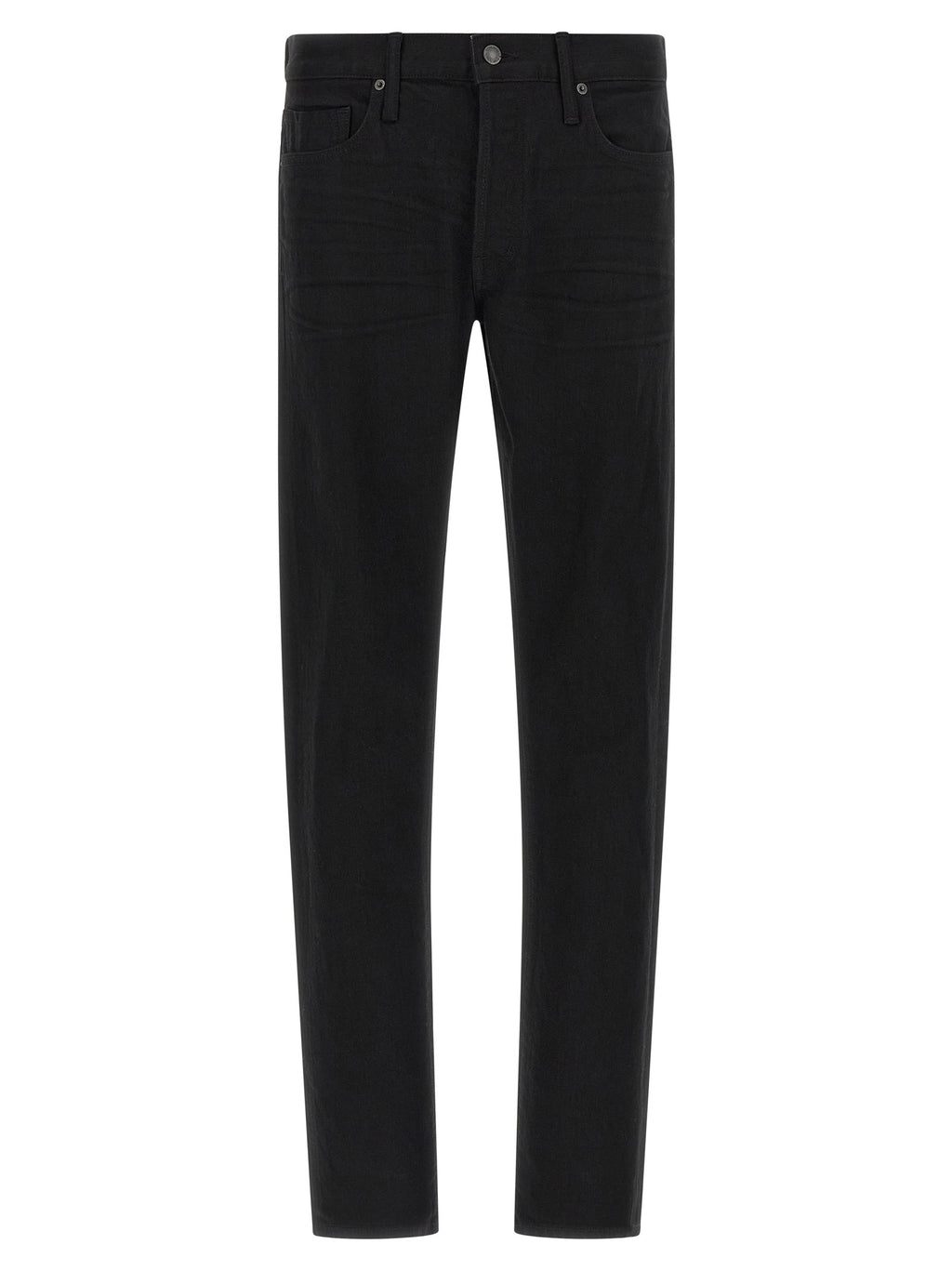 Black Cotton Straight-Leg Jeans