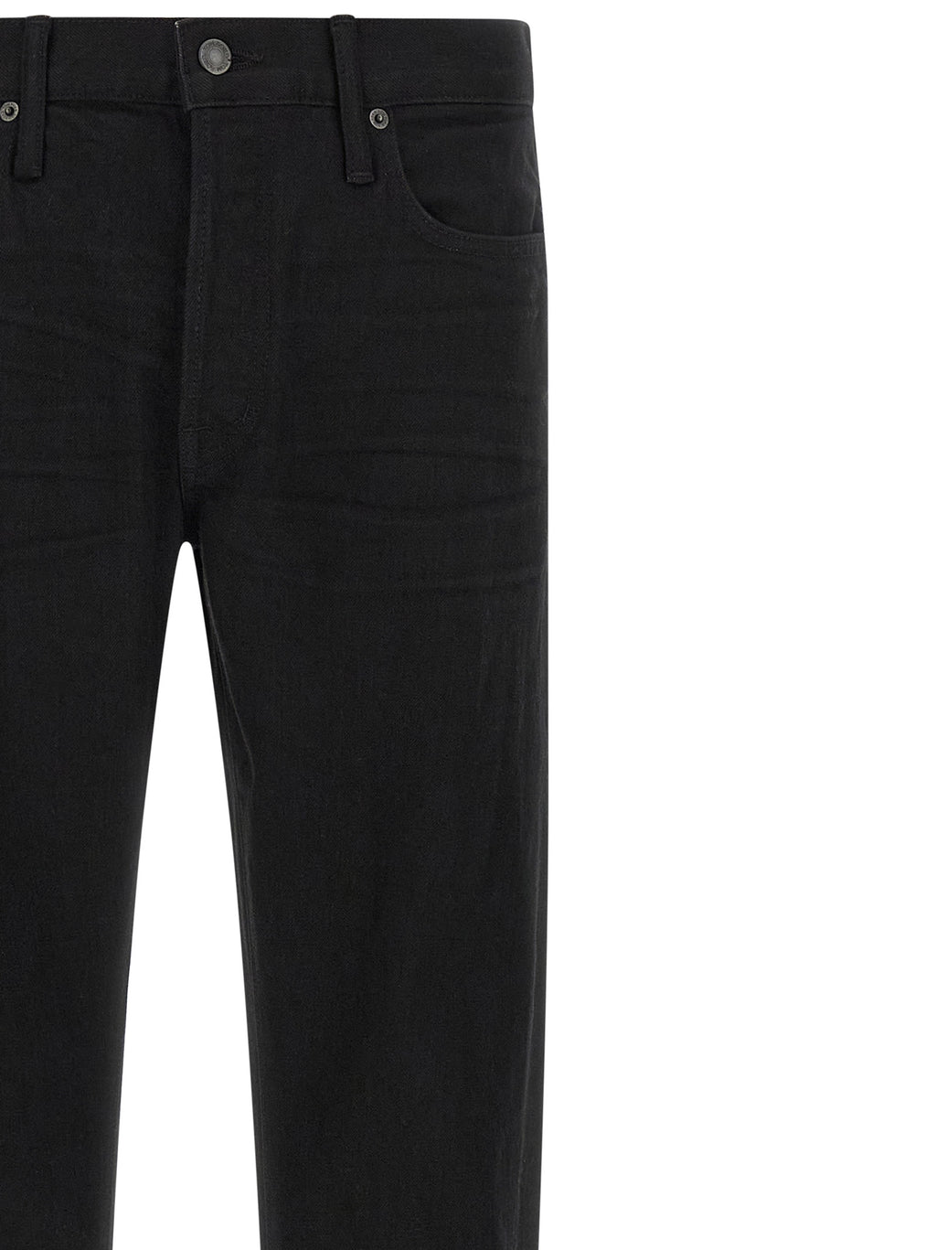 Black Cotton Straight-Leg Jeans