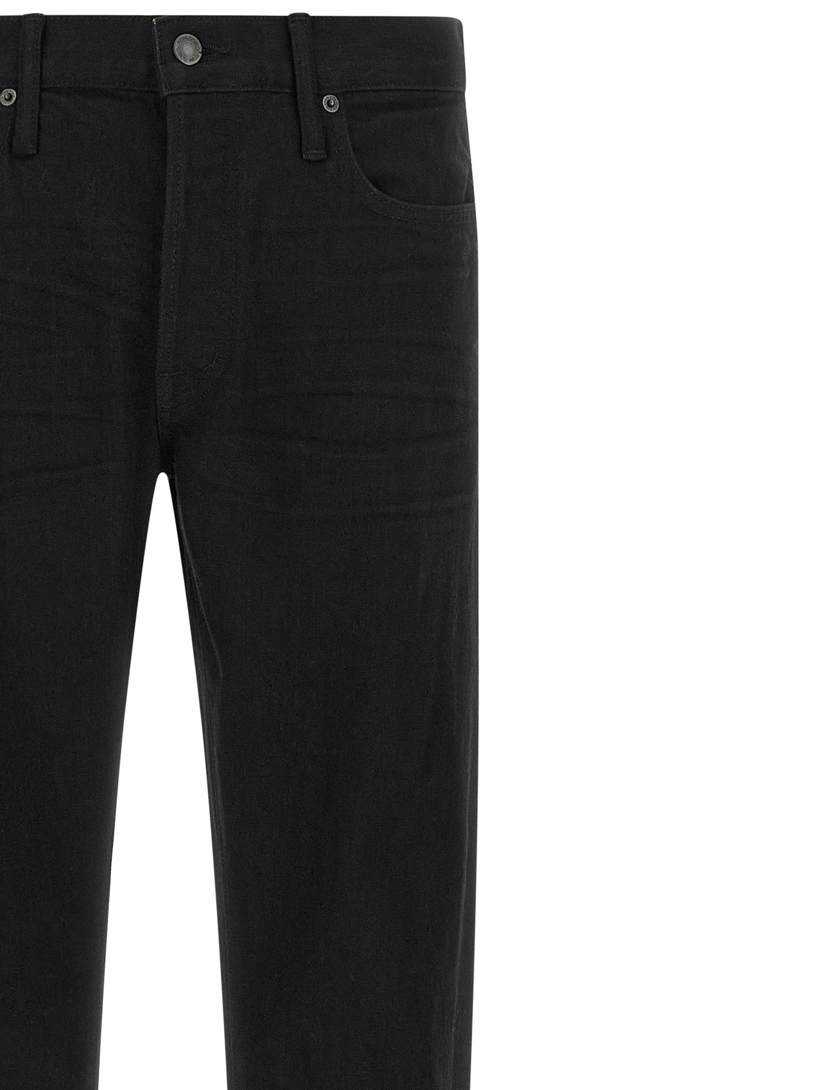 Black Cotton Straight-Leg Jeans