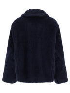 Blue Alpaca Leather Coat