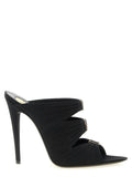 Black Viscose Stiletto Heel Sandals