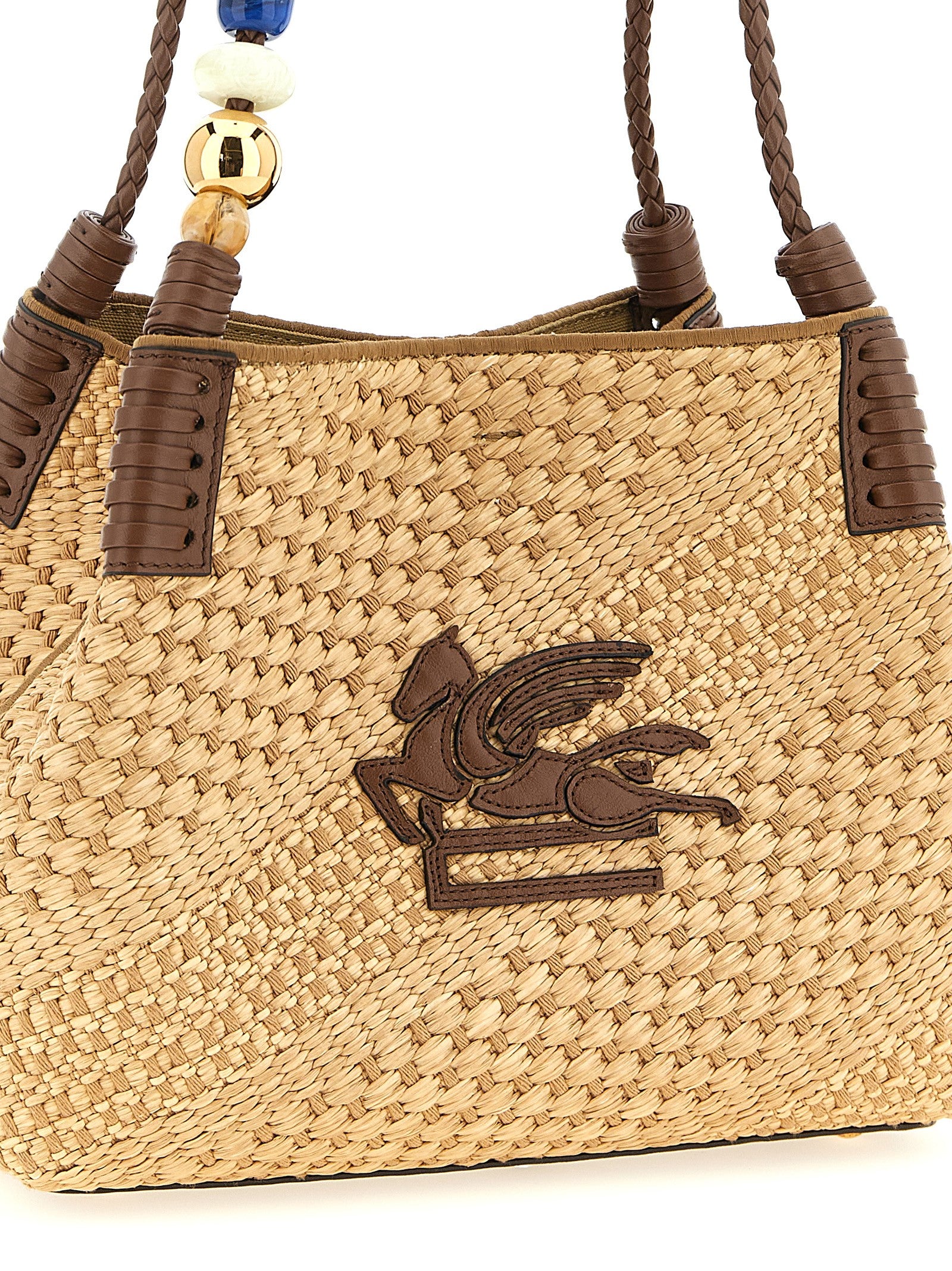 Beige Viscose Tote Bag