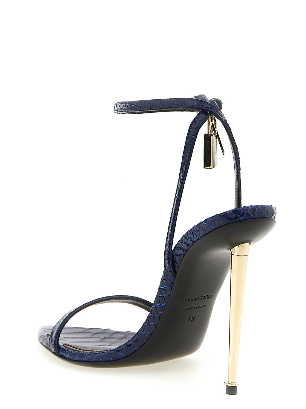 Blue Calfskin Stiletto Heel Sandals