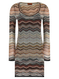 Brown Viscose Short Dress
