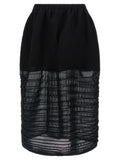 Black Polyester Midi Skirt