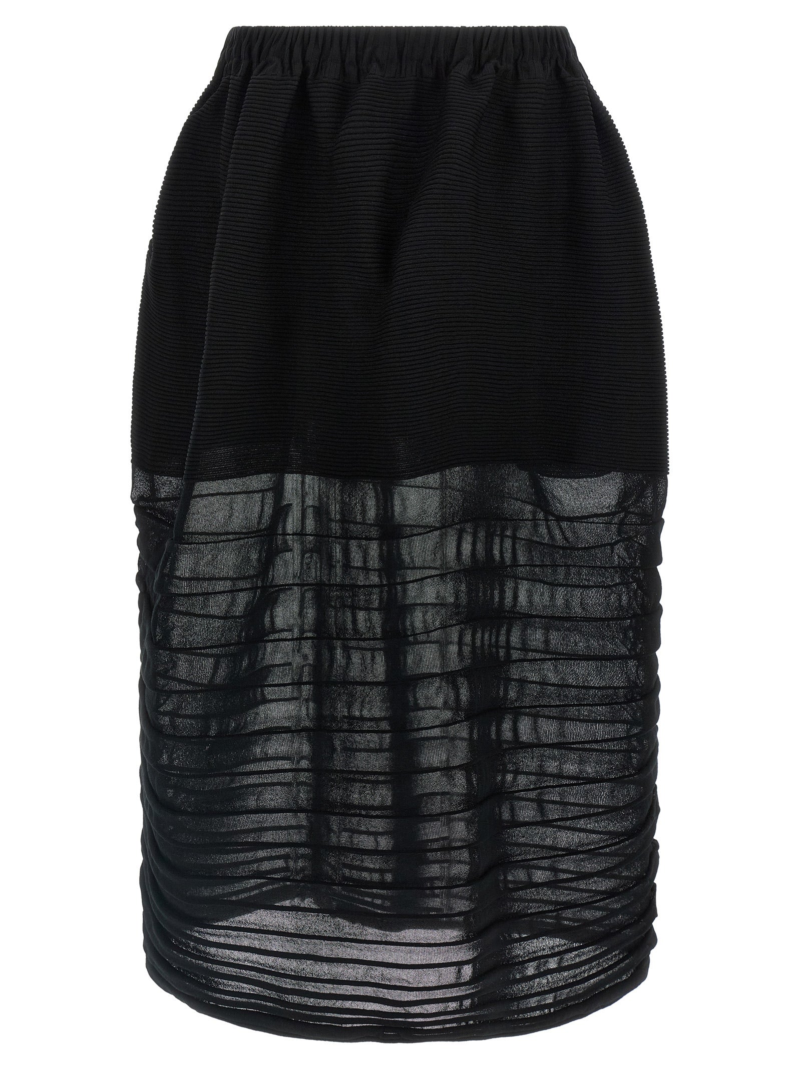 Black Polyester Midi Skirt