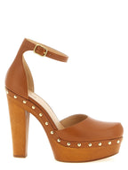 Brown Lamb Leather High Heel Pumps
