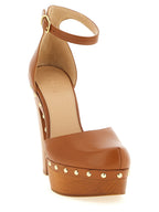 Brown Lamb Leather High Heel Pumps