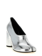 Silver Calfskin Mid Heel Pumps