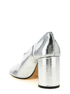 Silver Calfskin Mid Heel Pumps