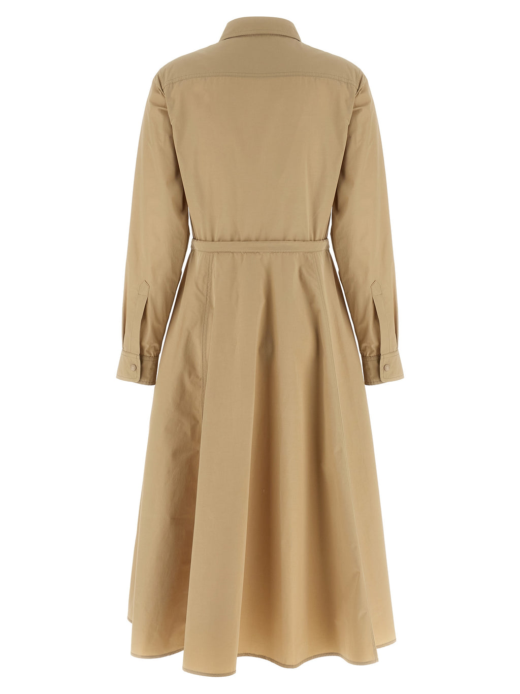 Beige Polyester Long Dress