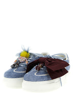 Blue Calfskin Platform Sneakers