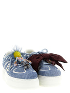 Blue Calfskin Platform Sneakers