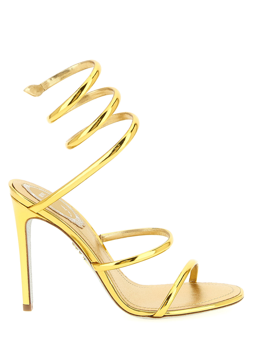 Gold Calfskin Stiletto Heel Sandals